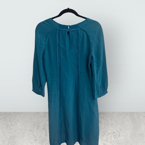 Boden limited edition silk lace panel teal green cottagecore dress long sleeve 4 - Picture 5 of 11